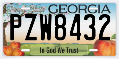 GA license plate PZW8432
