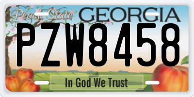 GA license plate PZW8458