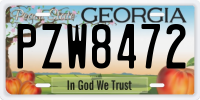 GA license plate PZW8472