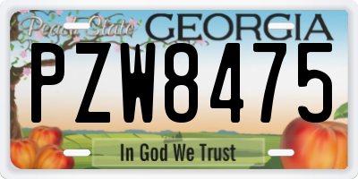 GA license plate PZW8475