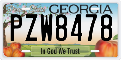 GA license plate PZW8478
