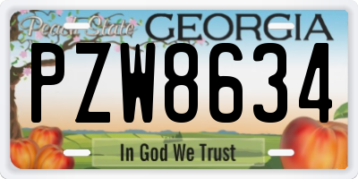 GA license plate PZW8634