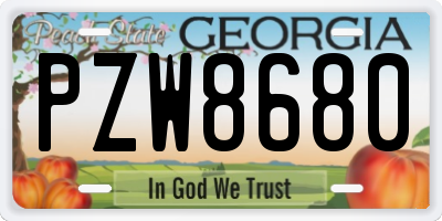 GA license plate PZW8680