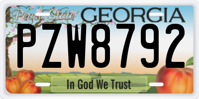 GA license plate PZW8792