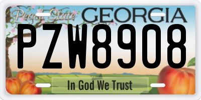 GA license plate PZW8908
