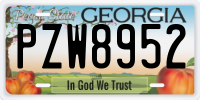 GA license plate PZW8952