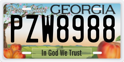 GA license plate PZW8988