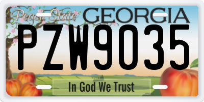 GA license plate PZW9035