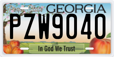 GA license plate PZW9040