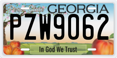 GA license plate PZW9062