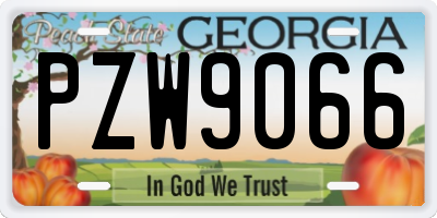 GA license plate PZW9066