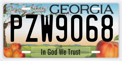GA license plate PZW9068