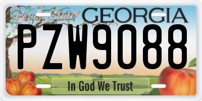 GA license plate PZW9088