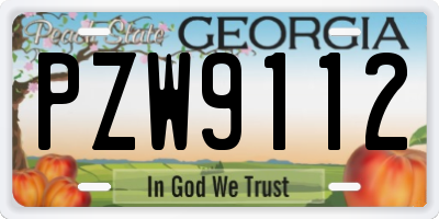 GA license plate PZW9112