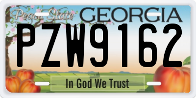 GA license plate PZW9162