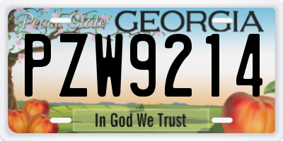GA license plate PZW9214