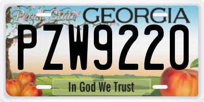 GA license plate PZW9220
