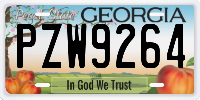 GA license plate PZW9264