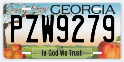GA license plate PZW9279