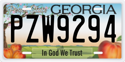 GA license plate PZW9294
