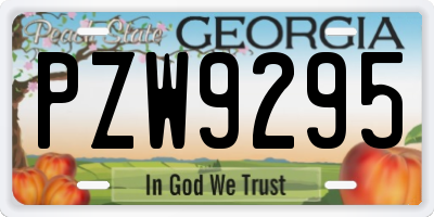 GA license plate PZW9295