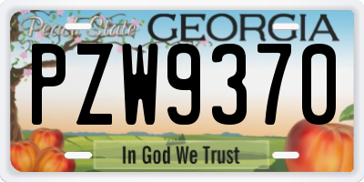 GA license plate PZW9370