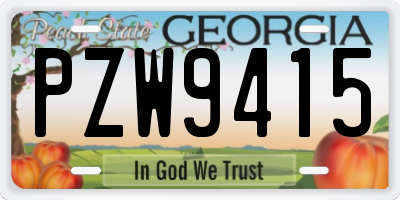 GA license plate PZW9415