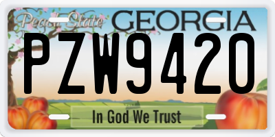 GA license plate PZW9420