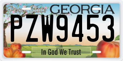 GA license plate PZW9453