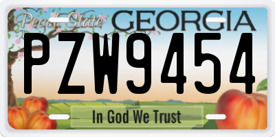 GA license plate PZW9454