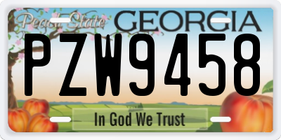 GA license plate PZW9458