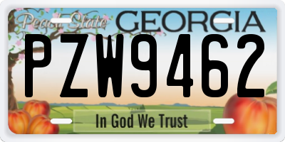 GA license plate PZW9462