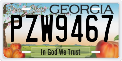GA license plate PZW9467