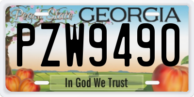 GA license plate PZW9490