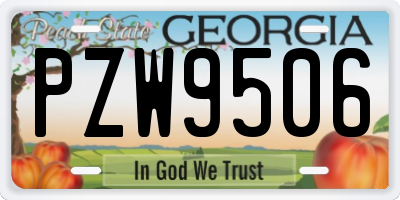 GA license plate PZW9506