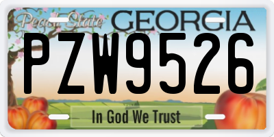 GA license plate PZW9526