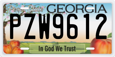 GA license plate PZW9612
