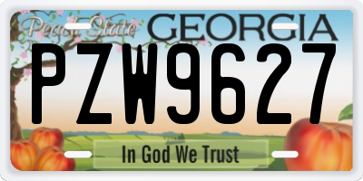 GA license plate PZW9627