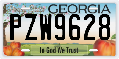 GA license plate PZW9628