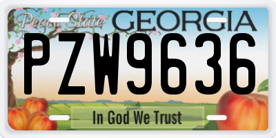 GA license plate PZW9636