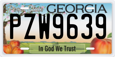 GA license plate PZW9639