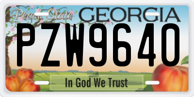 GA license plate PZW9640