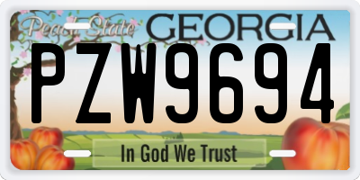 GA license plate PZW9694