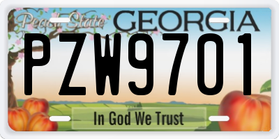 GA license plate PZW9701