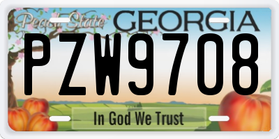 GA license plate PZW9708