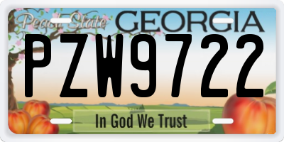 GA license plate PZW9722