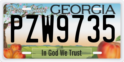 GA license plate PZW9735