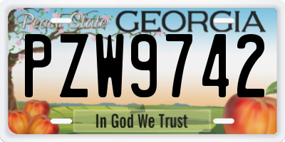 GA license plate PZW9742