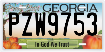 GA license plate PZW9753