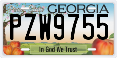 GA license plate PZW9755
